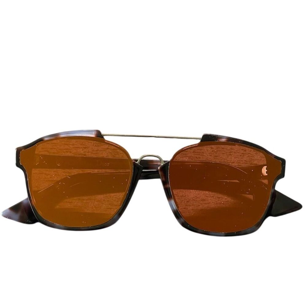 Dior Unisex Square Sunglasses Brown Frame Orange Reflective Lens
